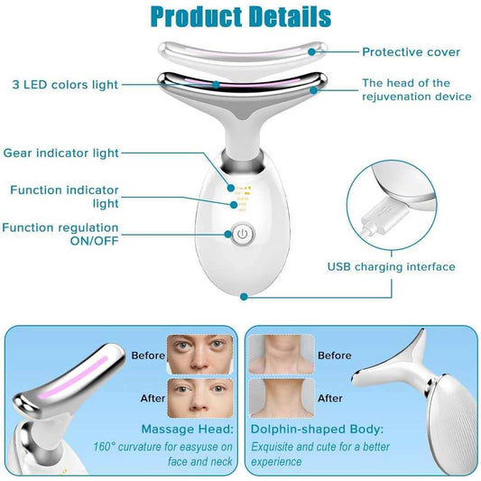 Neck face sculpting tool with 3 color modes and vibration for double chin massage