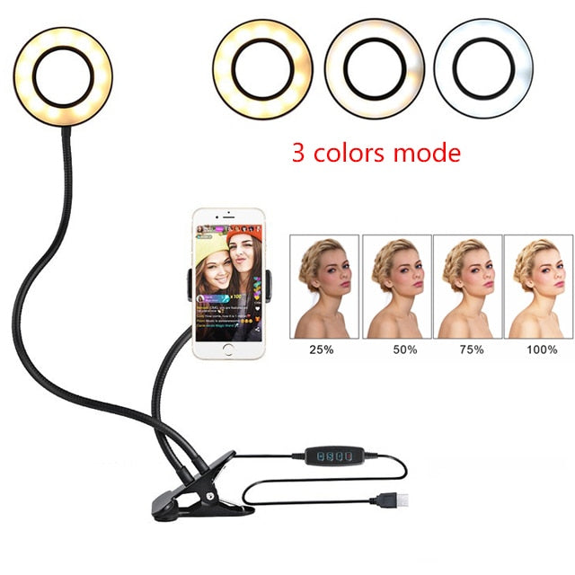 LED Selfie Ring Light for Live Adjustable Makeup Light-8cm Stand null