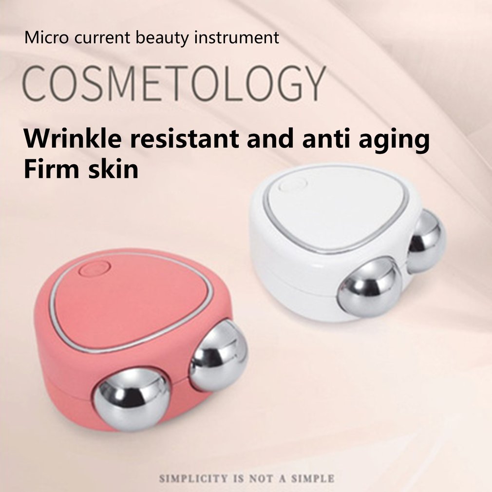 Portable Facial Micro-current Beauty Instrument For Lifting Thinning And Reducing Edema With Double Roller Massager null