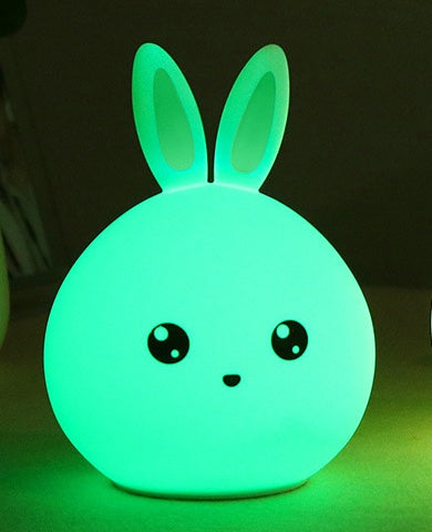 Cute Night Light Animal Rabbit Night lamps Touch Sensor Silicone LED Colorful Lights null