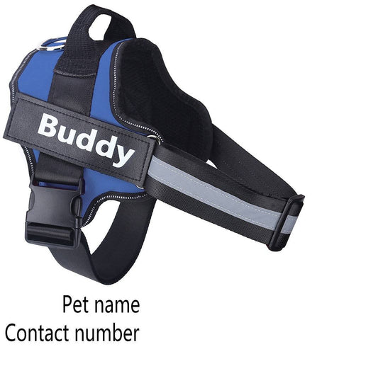 Personalized reflective adjustable dog harness with breathable nylon material and custom patch for small and large dogs