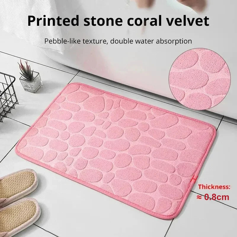 Embossed Microfiber Anti Slip Pebble Bath Mat LuminaHome Store