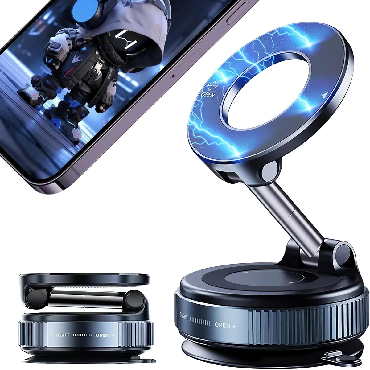 2026 Magnetic vacuum car phone holder 360 adjustable mount Stone's Store