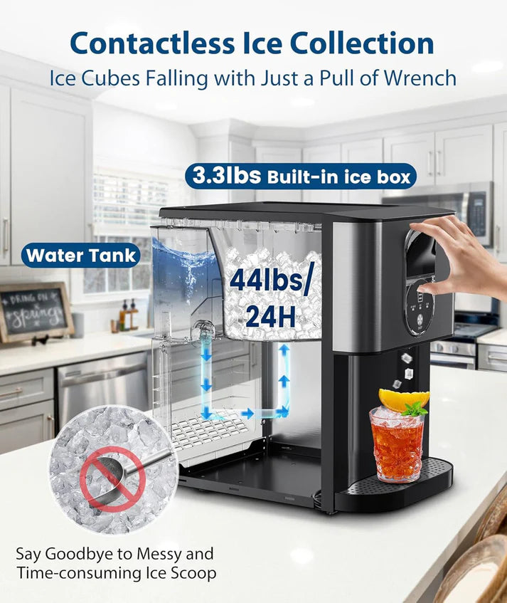 Silent Nugget Ice Maker 44lbs/24H Countertop Dispenser
