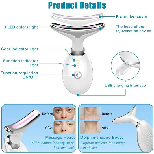 Neck Face Massager Face Sculpting Tool 3 Colour Modes And Vibration For Facial Massager For Double Chin Aura Outlet