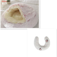 2 In 1 Dog And Cat Bed Pet Winter Bed Round Plush Warm Bed House Soft Long Plush Pets Bed Pet Products null