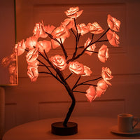 Rose Flower Lamp USB Battery Operated LED Table Lamp Bonsai Tree Night Lights Garland Bedroom Decoration Lights Home Decor null