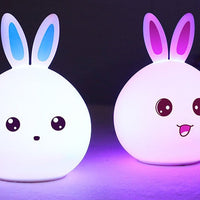 Cute Night Light Animal Rabbit Night lamps Touch Sensor Silicone LED Colorful Lights null