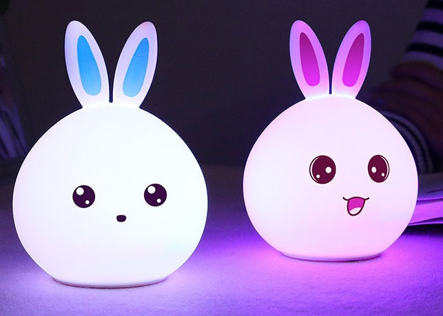 Cute Night Light Animal Rabbit Night lamps Touch Sensor Silicone LED Colorful Lights null