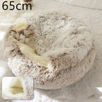 2 In 1 Dog And Cat Bed Pet Winter Bed Round Plush Warm Bed House Soft Long Plush Pets Bed Pet Products null
