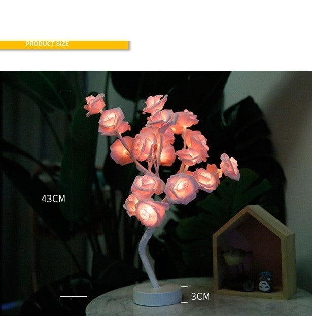 Rose Flower Lamp USB Battery Operated LED Table Lamp Bonsai Tree Night Lights Garland Bedroom Decoration Lights Home Decor null