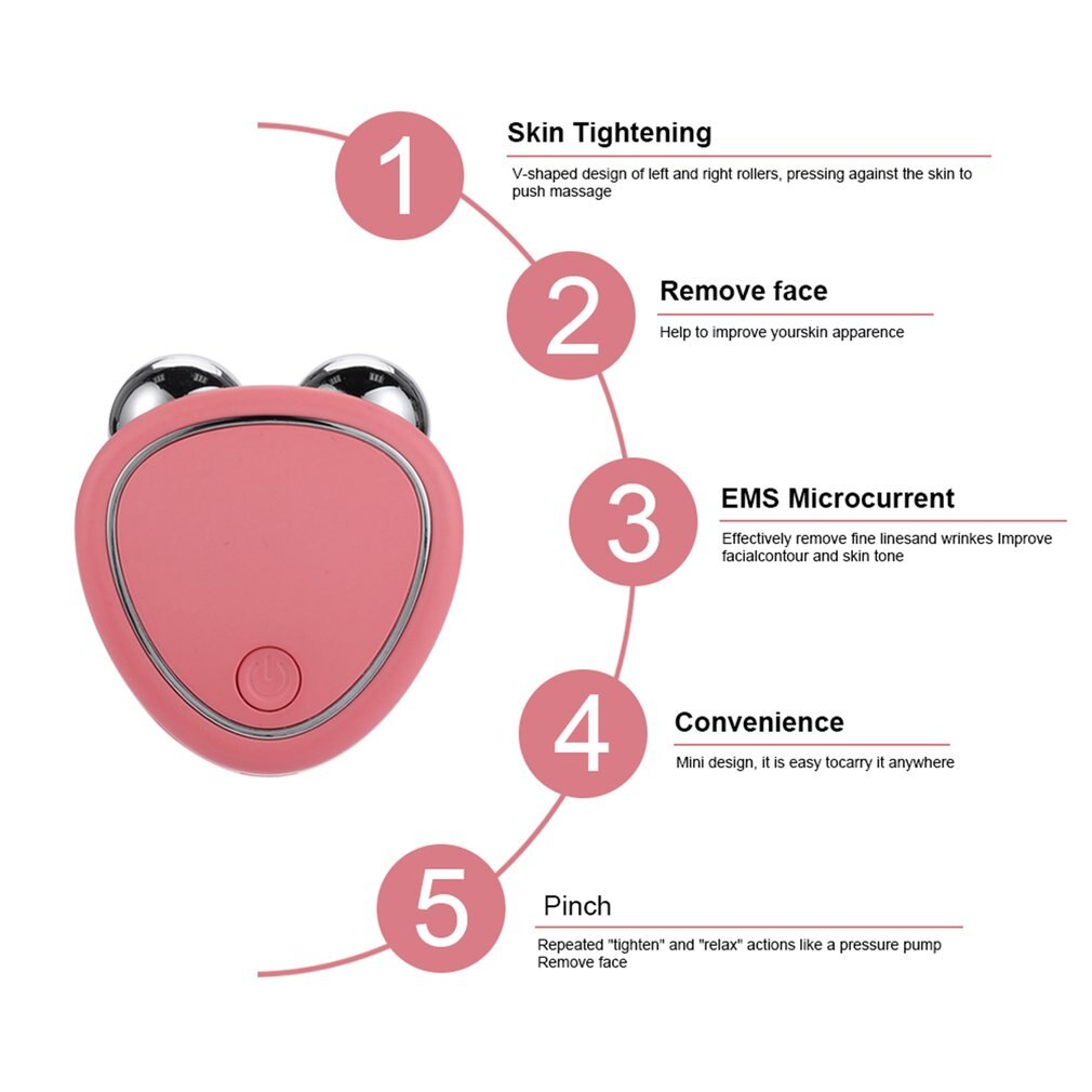 Portable Facial Micro-current Beauty Instrument For Lifting Thinning And Reducing Edema With Double Roller Massager null