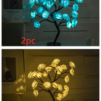 Rose Flower Lamp USB Battery Operated LED Table Lamp Bonsai Tree Night Lights Garland Bedroom Decoration Lights Home Decor null