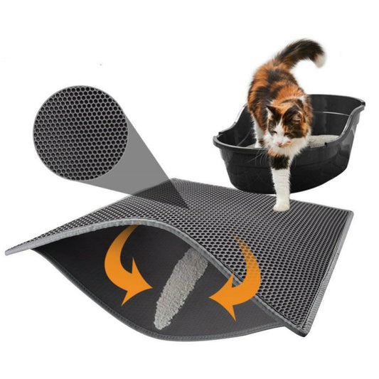 Waterproof honeycomb cat litter pad with quilted edges and EVA foam for trapping cat litter and preventing urine leaks