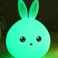 Cute Night Light Animal Rabbit Night lamps Touch Sensor Silicone LED Colorful Lights null