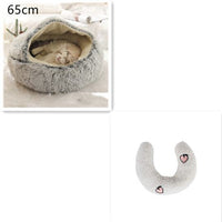 2 In 1 Dog And Cat Bed Pet Winter Bed Round Plush Warm Bed House Soft Long Plush Pets Bed Pet Products null