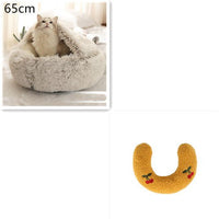 2 In 1 Dog And Cat Bed Pet Winter Bed Round Plush Warm Bed House Soft Long Plush Pets Bed Pet Products null