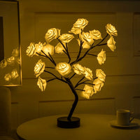 Rose Flower Lamp USB Battery Operated LED Table Lamp Bonsai Tree Night Lights Garland Bedroom Decoration Lights Home Decor null