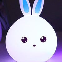 Cute Night Light Animal Rabbit Night lamps Touch Sensor Silicone LED Colorful Lights null