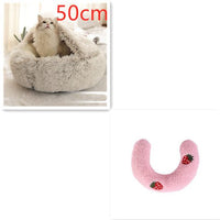 2 In 1 Dog And Cat Bed Pet Winter Bed Round Plush Warm Bed House Soft Long Plush Pets Bed Pet Products null