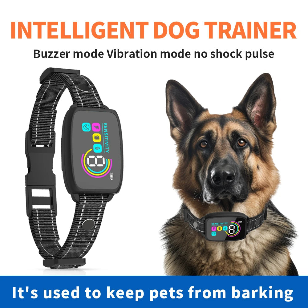 Smart Automatic Anti Barking Dog Collar Rechargeable Bark Stopper Stop Barking HD Digital Display IP67 Waterproof Collar For Dogs Pet Products null