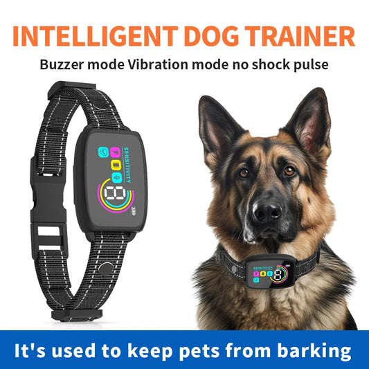 Smart Automatic Anti Barking Dog Collar Rechargeable Bark Stopper Stop Barking HD Digital Display IP67 Waterproof Collar For Dogs Pet Products null