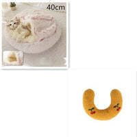 2 In 1 Dog And Cat Bed Pet Winter Bed Round Plush Warm Bed House Soft Long Plush Pets Bed Pet Products null