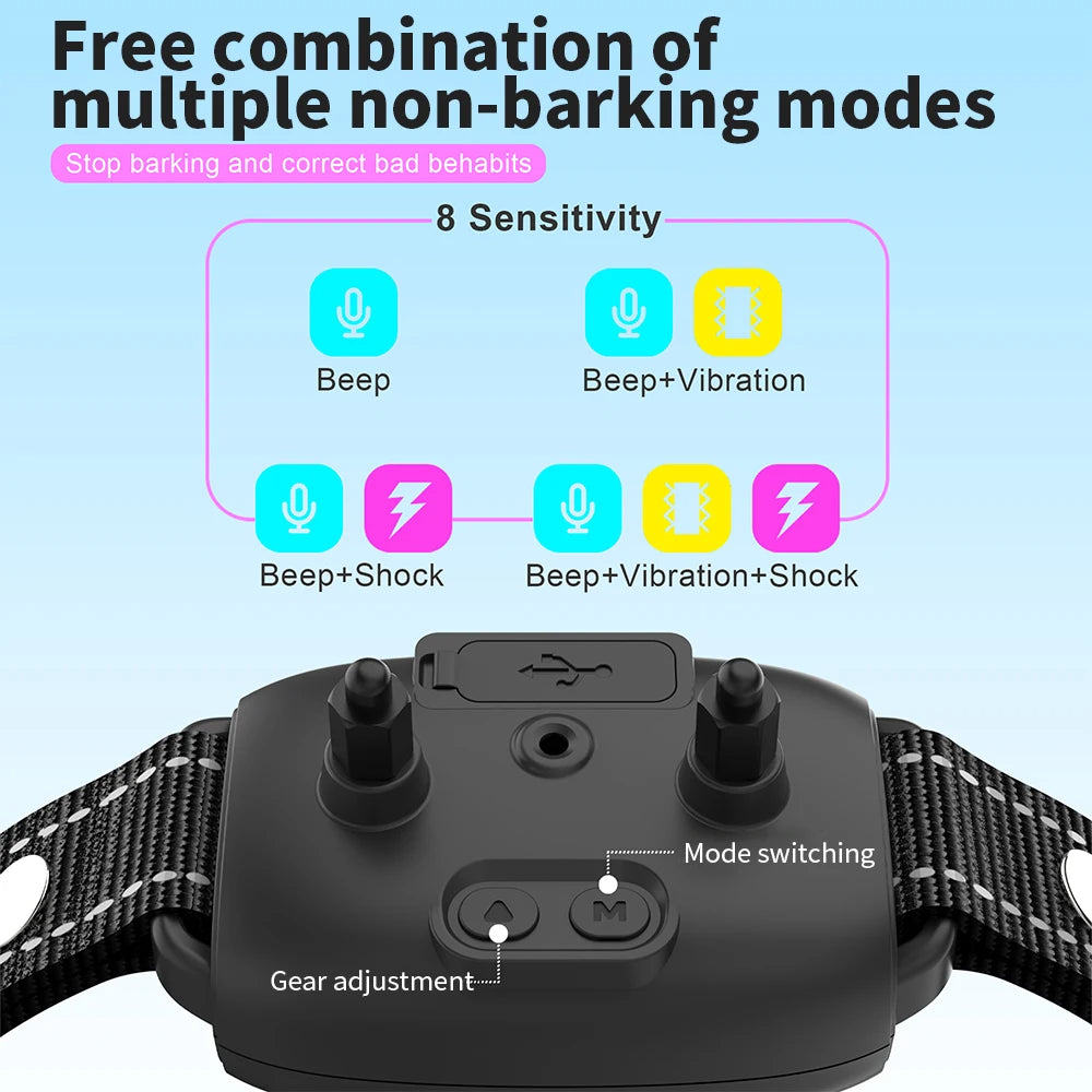 Smart Automatic Anti Barking Dog Collar Rechargeable Bark Stopper Stop Barking HD Digital Display IP67 Waterproof Collar For Dogs Pet Products null