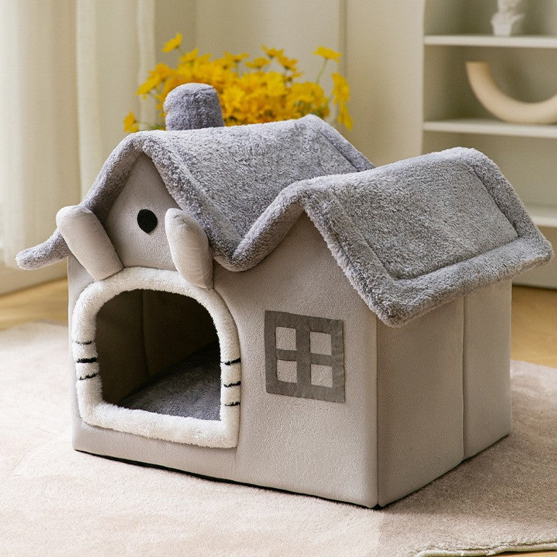 Foldable Dog House Pet Cat Bed Winter Dog Villa Sleep Kennel Removable Nest Warm Enclosed Cave Sofa Pets Supplies null