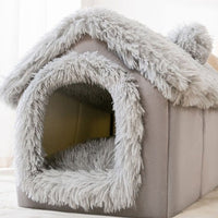Foldable Dog House Pet Cat Bed Winter Dog Villa Sleep Kennel Removable Nest Warm Enclosed Cave Sofa Pets Supplies null