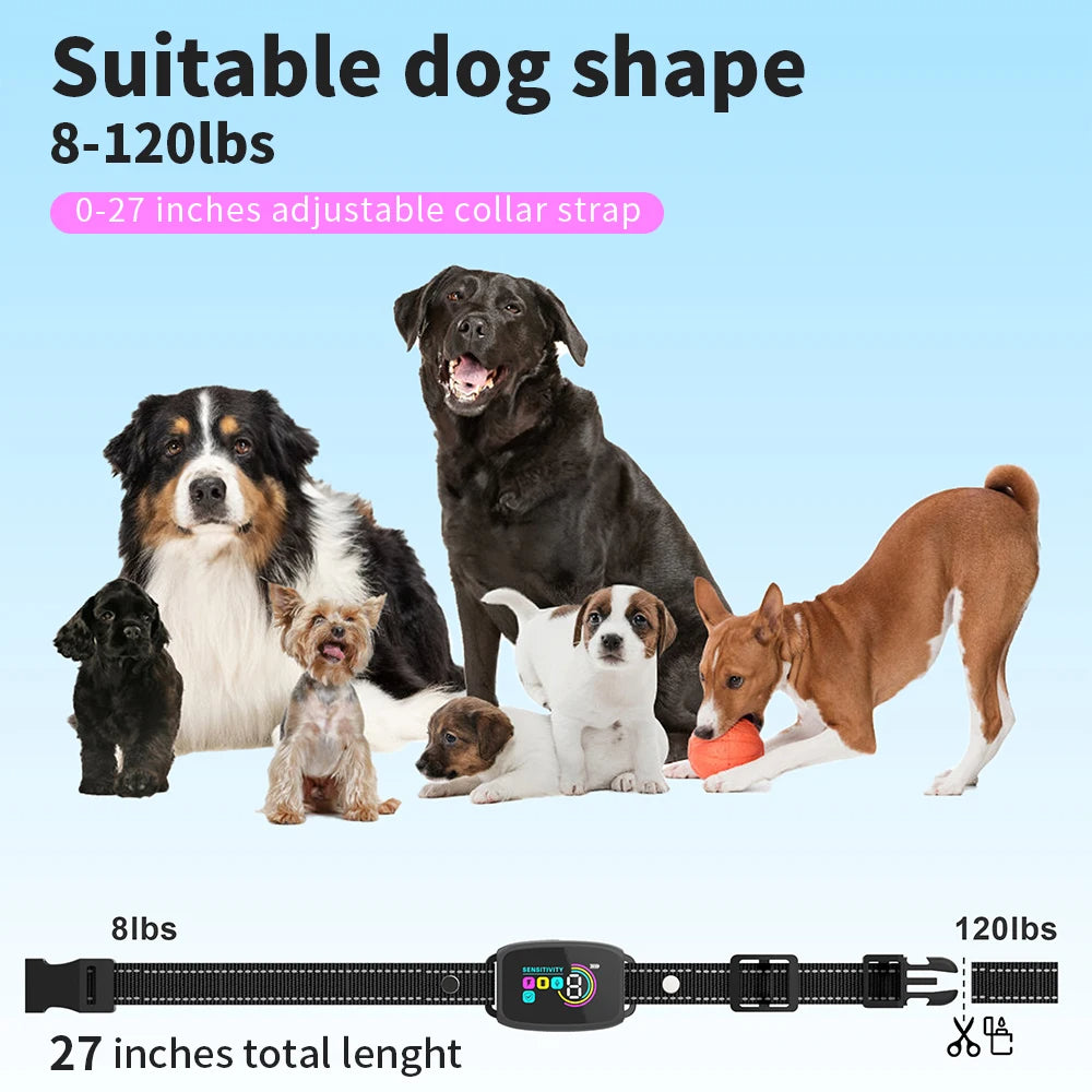 Smart Automatic Anti Barking Dog Collar Rechargeable Bark Stopper Stop Barking HD Digital Display IP67 Waterproof Collar For Dogs Pet Products null