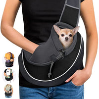 Black portable carrying pets bag for small dogs and cats with breathable mesh and adjustable drawstring closure