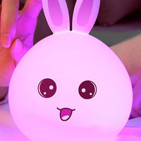 Cute Night Light Animal Rabbit Night lamps Touch Sensor Silicone LED Colorful Lights null