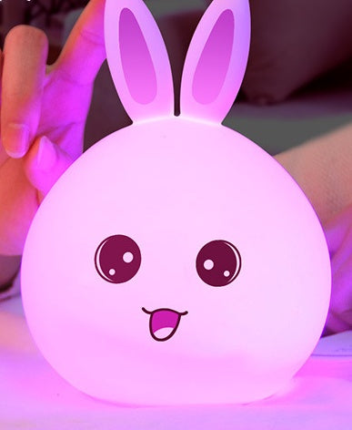 Cute Night Light Animal Rabbit Night lamps Touch Sensor Silicone LED Colorful Lights null