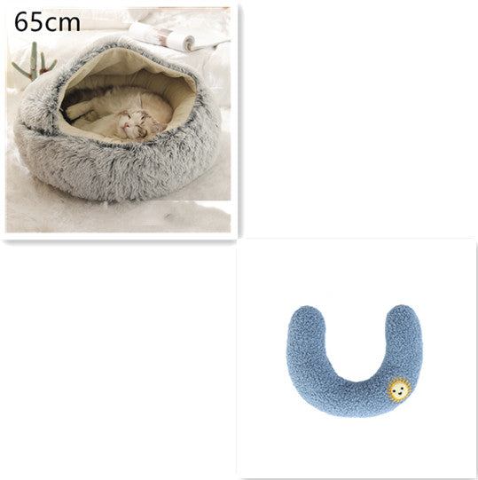 2 In 1 Dog And Cat Bed Pet Winter Bed Round Plush Warm Bed House Soft Long Plush Pets Bed Pet Products null
