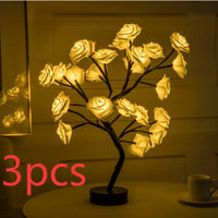 Rose Flower Lamp USB Battery Operated LED Table Lamp Bonsai Tree Night Lights Garland Bedroom Decoration Lights Home Decor null