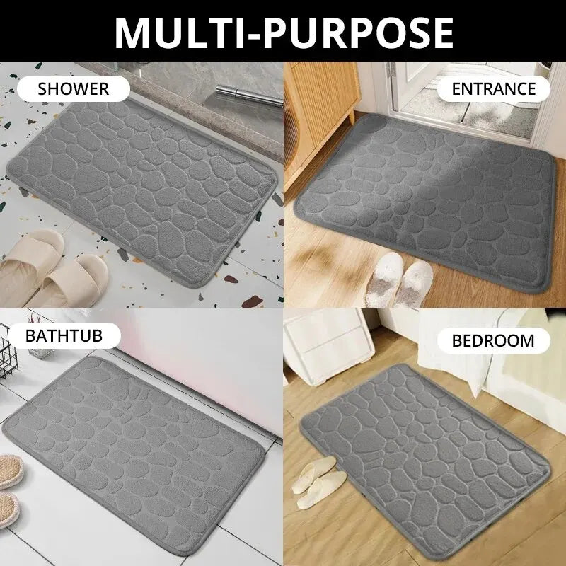 Embossed Microfiber Anti Slip Pebble Bath Mat LuminaHome Store