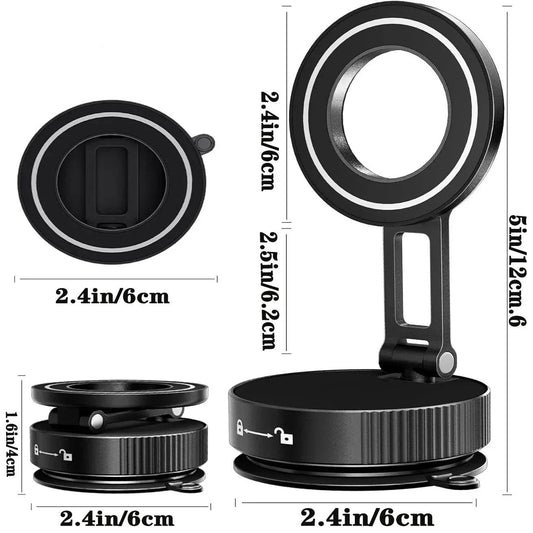 2026 magnetic vacuum car phone holder with 360-degree adjustable mount on smooth surface
