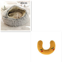 2 In 1 Dog And Cat Bed Pet Winter Bed Round Plush Warm Bed House Soft Long Plush Pets Bed Pet Products null