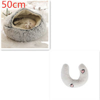 2 In 1 Dog And Cat Bed Pet Winter Bed Round Plush Warm Bed House Soft Long Plush Pets Bed Pet Products null