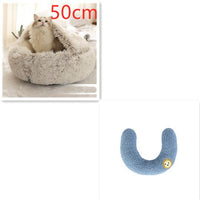 2 In 1 Dog And Cat Bed Pet Winter Bed Round Plush Warm Bed House Soft Long Plush Pets Bed Pet Products null