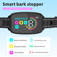 Smart Automatic Anti Barking Dog Collar Rechargeable Bark Stopper Stop Barking HD Digital Display IP67 Waterproof Collar For Dogs Pet Products null