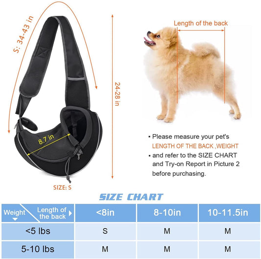 Black portable carrying pets bag for small dogs and cats with breathable mesh and adjustable drawstring closure