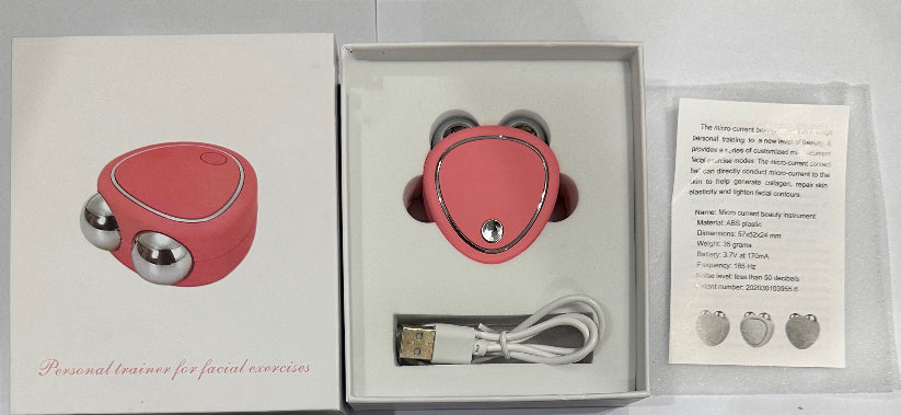 Portable Facial Micro-current Beauty Instrument For Lifting Thinning And Reducing Edema With Double Roller Massager null