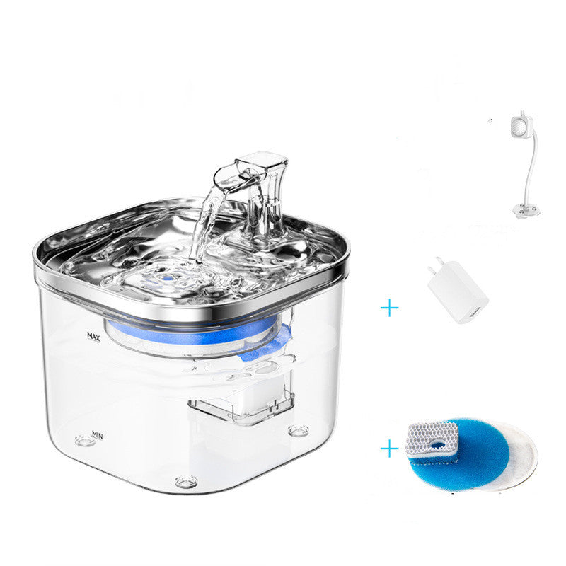 Pet Cat Dog Stainless Steel Automatic Circulation Water Dispenser Intelligent Fountain Pets Accessories null